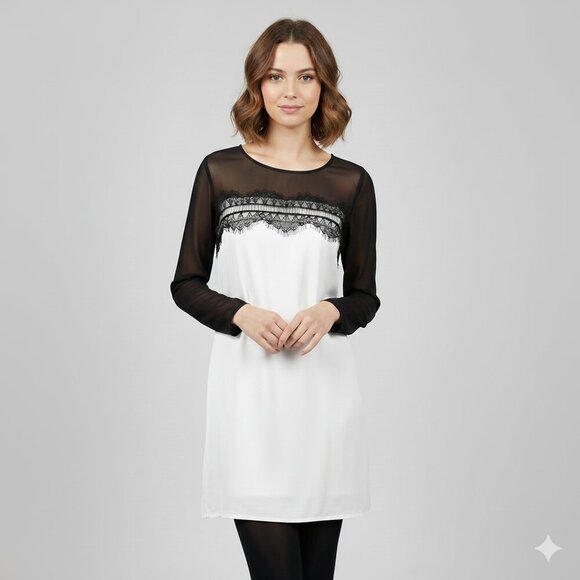 Guess by Marciano Chic Black and White Lace Dress - Size XS - Picture 1 of 10